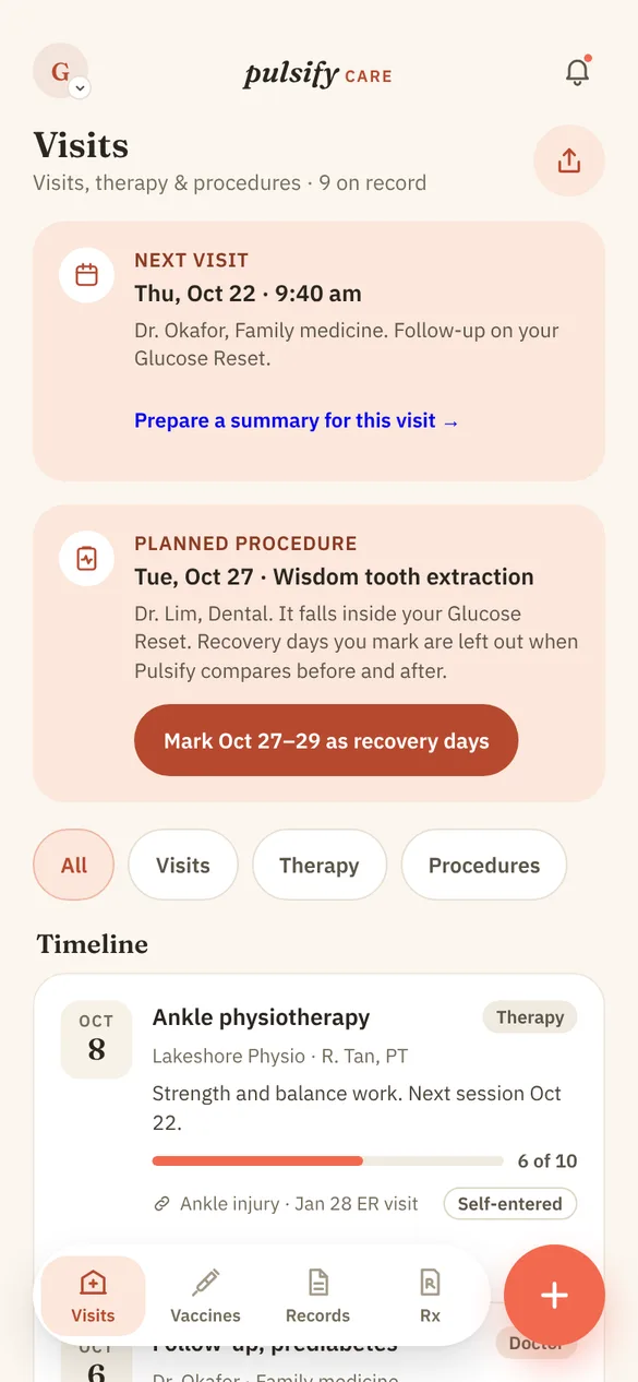 Care app screen