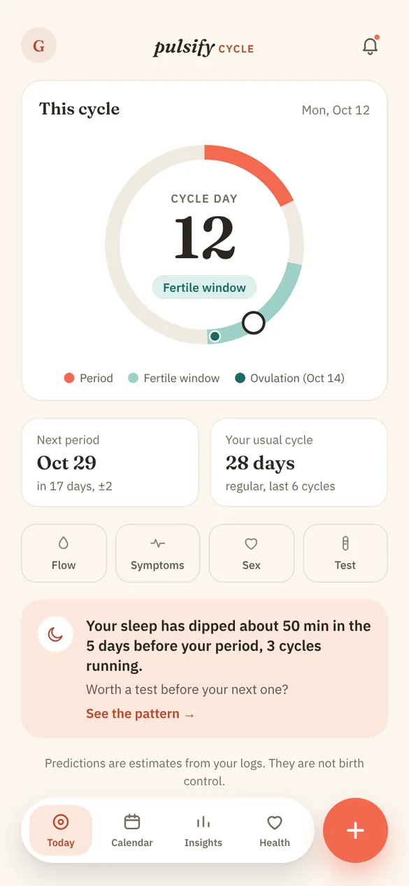 Cycle app screen