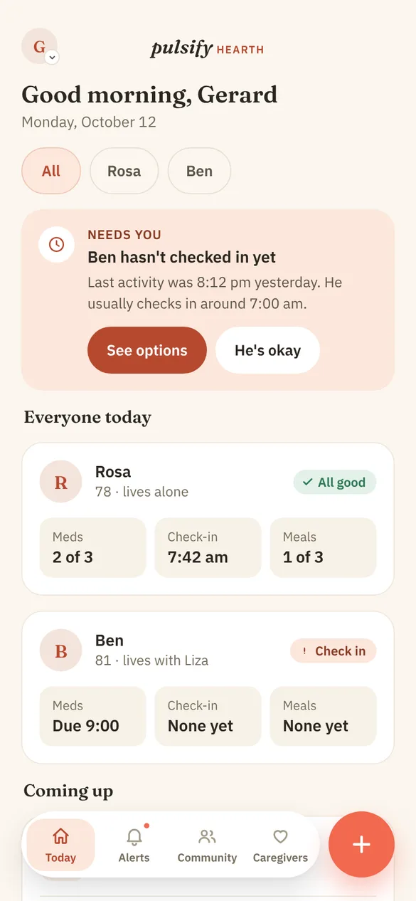 Hearth app screen