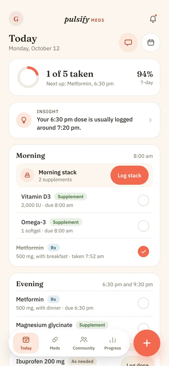 Meds app screen