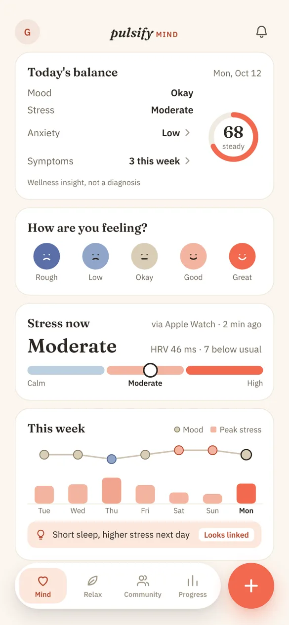 Mind app screen