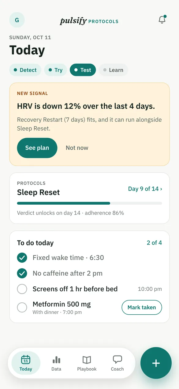 Protocols app screen